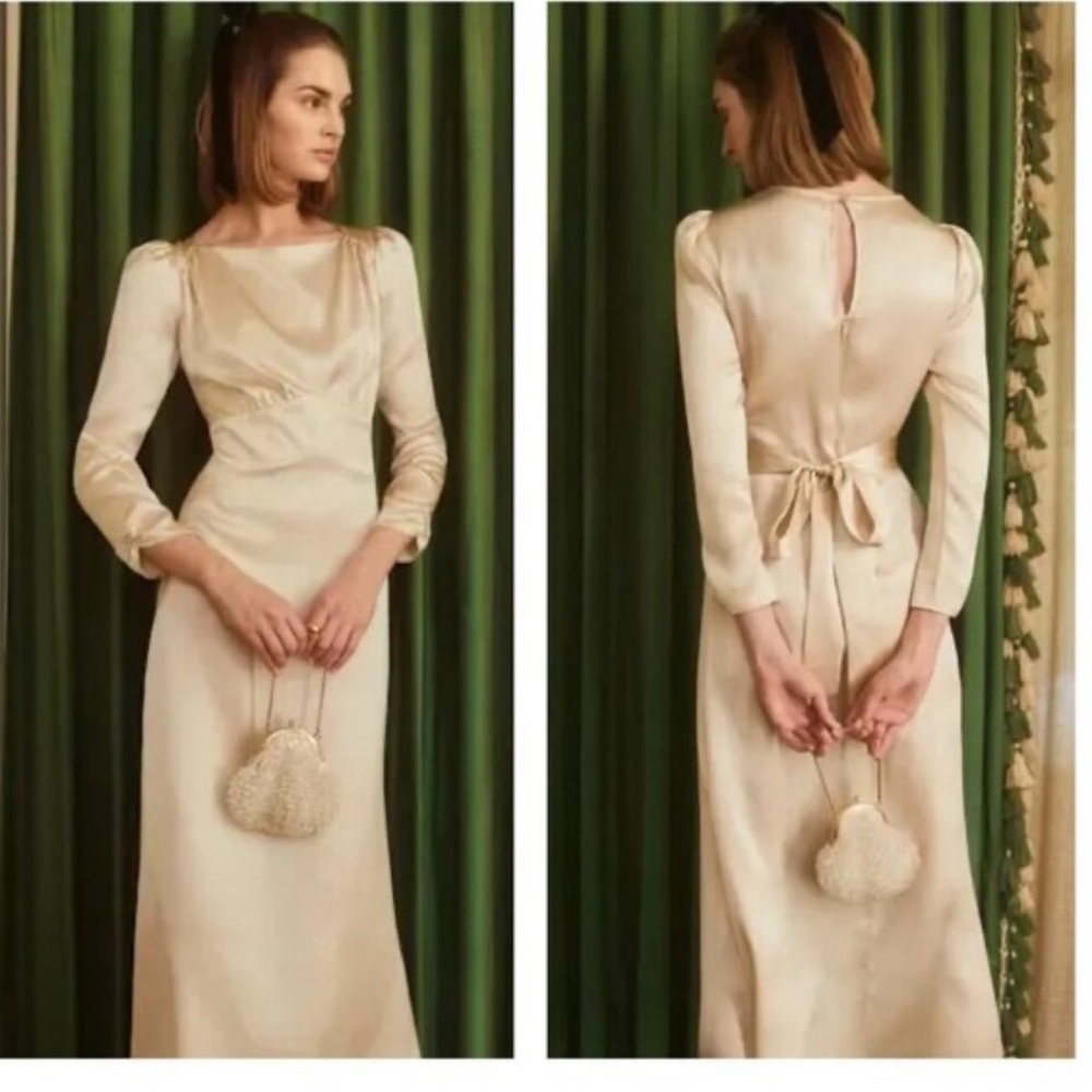 Reformation Cream Long Sleeve Dress